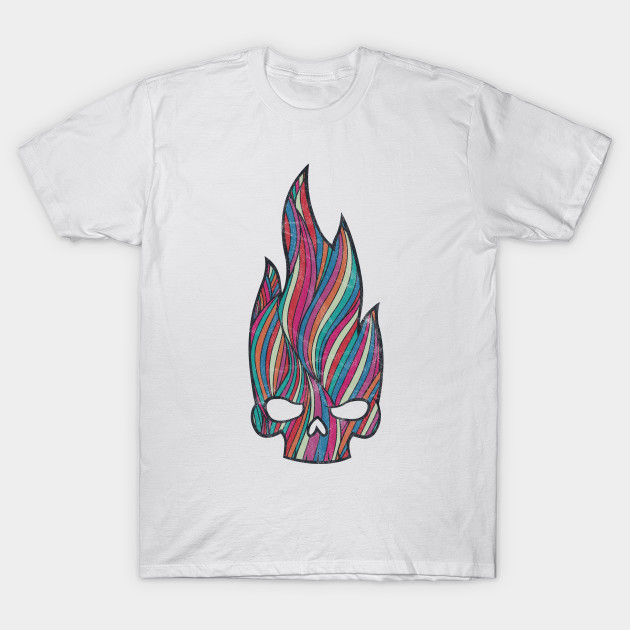 Halloween Flaming Skull Retro Pattern T-Shirt-TOZ